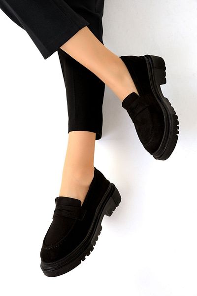 SOHO Schwarze Wildleder Damen Freizeitschuhe 17762