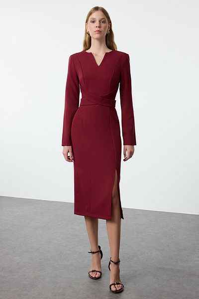 Trendyol Collection Bordeaux Midi Woven Dress - Body Saran, Twoaw25el00165