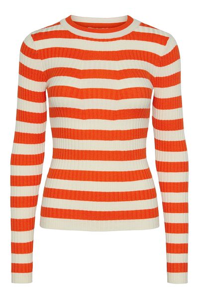 PIECES Kurzärmliger, formender Pullover für Damen – einfarbig und gestreift, Rundhalsausschnitt, normale Schultern