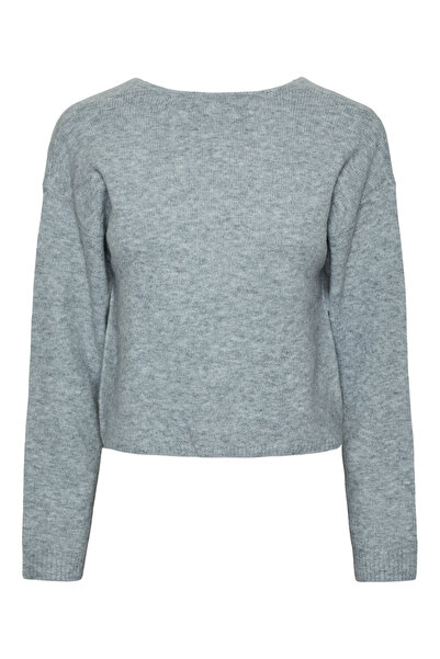 PIECES Dámský barevný pulovr z yarnitu - Dlouhý rukáv, Snadno se chodí, detail s otevřenými zády, úzký střih