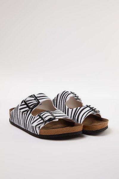 TRENDYOL SHOES Zebra Double Buckle Women's Slippers Takss24Te00004