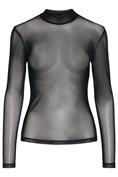 PIECES Top din plasă cu gât fals pentru femei - mâneci lungi