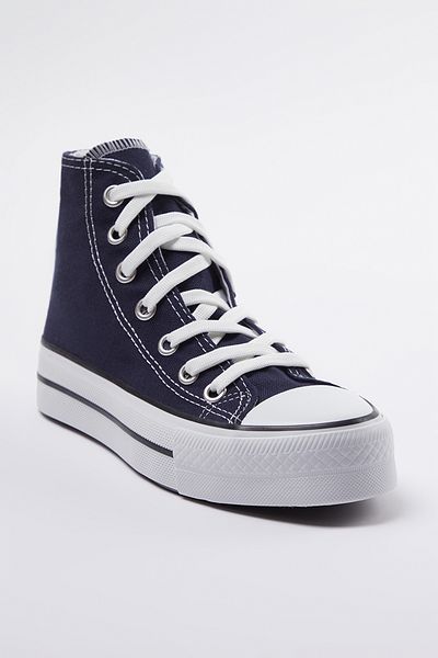 TRENDYOL SHOES High Top Marineblaue Damen-Sportschuhe - Schnürschuhe TAKAW25SN00000