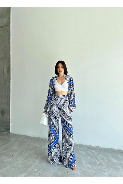 ELBEY Set kimono lejer - cu model albastru