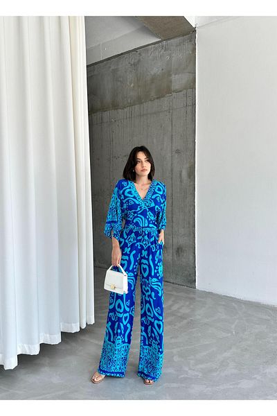 ELBEY Blue Patterned Casual Square Double Set