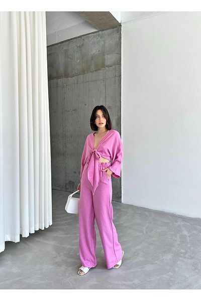 ELBEY Pink Casual Double Set - Front Tie