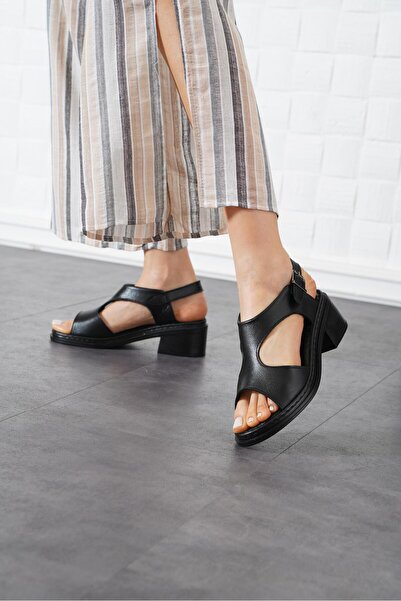 Moda Pie Γυναικεία σανδάλια Preste από γνήσιο δέρμα σε μαύρο χρώμα