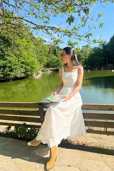 Seda Yalçın Atelier White Sling Dress with Embroidery Detail