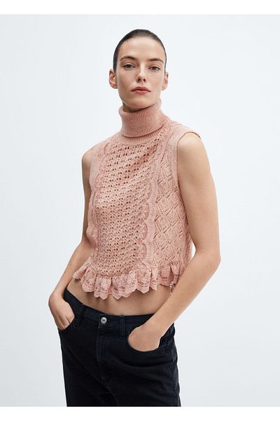 MANGO Woman Vestă perforată cu volane