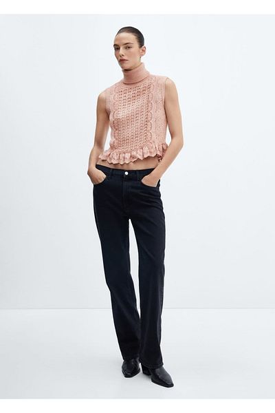 MANGO Woman Vestă perforată cu volane