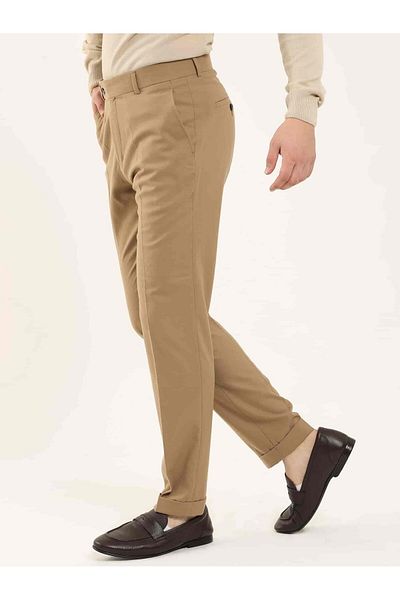 Dufy Ανδρικό ίσιο κλασικό παντελόνι Camel Regular Fit - 97739