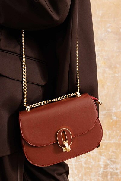 Hooopstore MILENA OVAL LEATHER BAG - Claret Red