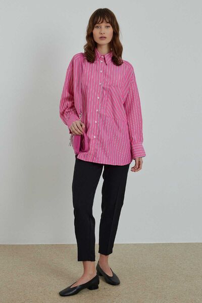 Hooopstore Fuchsia Striped Oversize Shirt