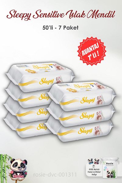 Sleepy 7 Pieces Sleepy Sensitive Baby Wipes - 50 Pcs and Rosie