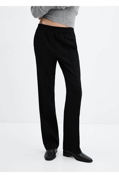 MANGO Woman Straight-cut trousers with lace-up waistband