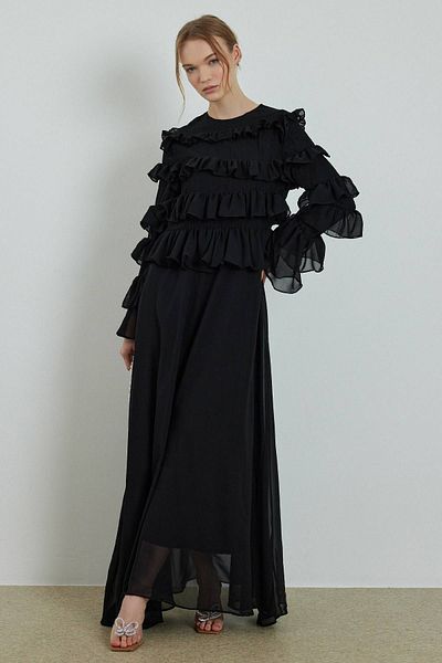 Hooopstore Black Chiffon Dress - Firfir