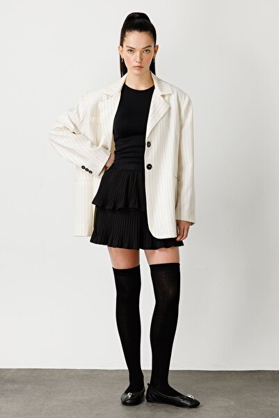 Hooopstore ÇİFT PİLİSELİ ETEK - SİYAH