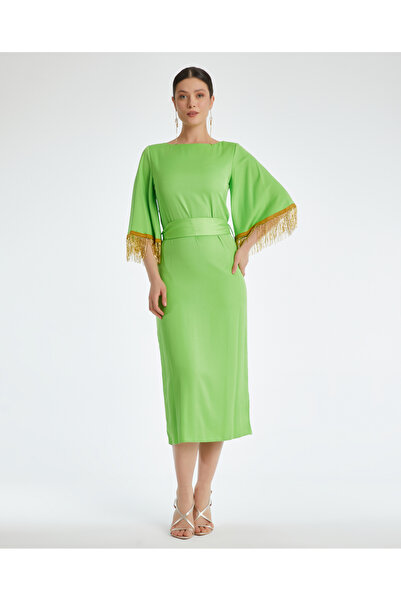 SERPİL Serpil Kadın Yeşil Elbise 36729