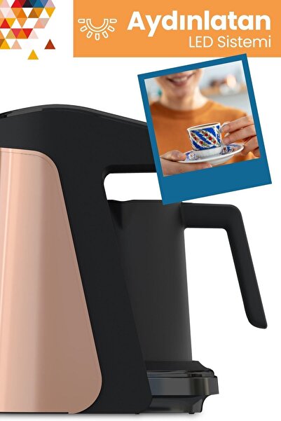 GoldStar Geniş Hazneli BPA Free Özellikli 5 Kişilik Türk Kahve Makinesi Siyah Gold ST-7345EG