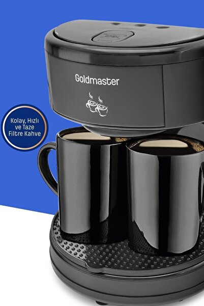 GOLDMASTER Keyf-i Kahve Yıkanabilir Ve Temizlenebilir Filtreli Çift Kupalı Filtre Kahve Makinesi