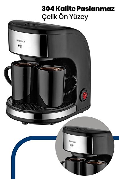 GOLDMASTER Luxury Inox Çift Kupa Hediyeli Filtre Kahve Makinesi In6325