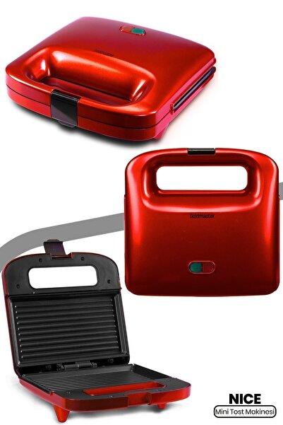 GOLDMASTER Nice 750 W Isınmaya Dayanıklı Tost Ve Izgara Makinesi Kırmızı