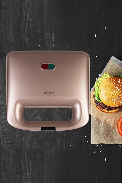 GOLDMASTER Moody 750 Watt Isınmaya Dayanıklı Tost Ve Izgara Makinesi Rose Gold In6408