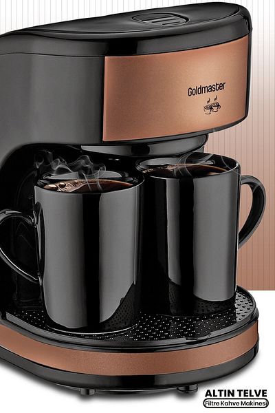 GOLDMASTER Altıntelve Washable and Cleanable Double Cup Filter Coffee Machine with Filter