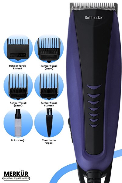 GOLDMASTER Merkür Sessiz Paslanmaz Çelik Çıkarabilir ve Yıkanabilir Saç Sakal Kesme Makinesi