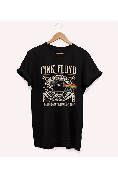 remonz Μπλουζάκι με στάμπα Pink Floyd Crew Neck 100% βαμβακερό κανονικό μέγεθος