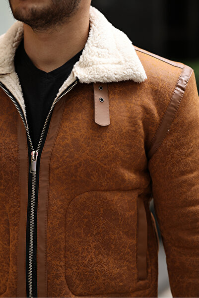 gm giyimarket Ανδρικό δερμάτινο παλτό Napa Slim Fit - Full Fur Jacket