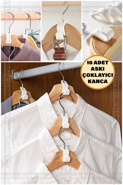 İnfeta Multi-Purpose Hanger Multiplexer Hook 10 Pieces Hanger Multiplication Apparatus
