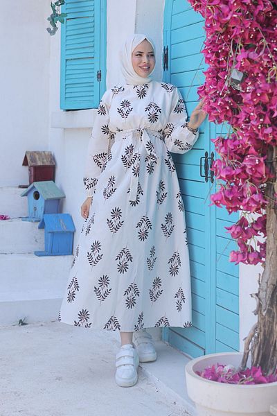 Moka Shopin Black Patterned Mokashopin Belted Dress - 18290.1778