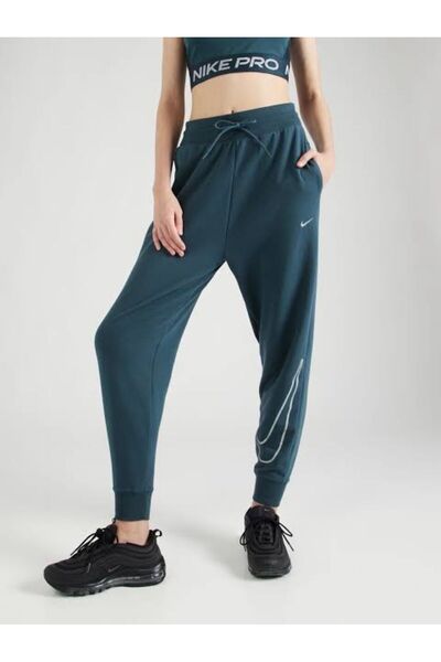 Nike Dri-Fit One High-Waisted 7/8 French Terry Training Зелені жіночі спортивні штани