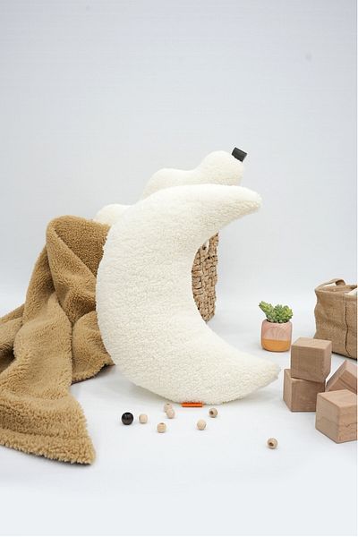 mordesign Teddy Fabric Decorative Plush Pillow - Super Fluffy Moon Pillow, Moon Morteddy Series