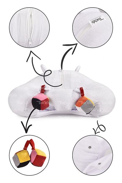 TOKKO White Anti-Tipping Baby Seat - Baby Sitting Support Cushion with Toys