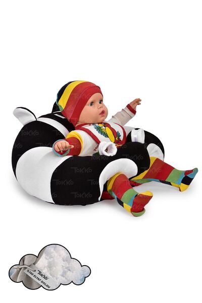 TOKKO Elyaf Dolgu Bebek Oturma Destek Minderi - Devrilmez Bebek Koltuğu - Büy...