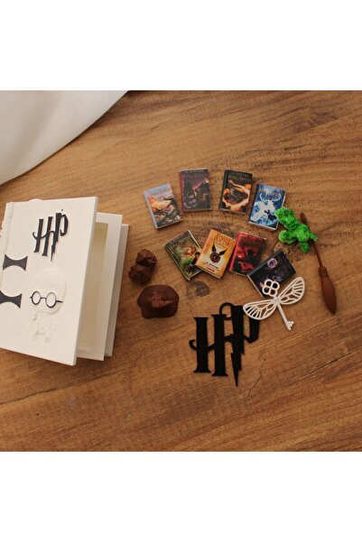 TRENDİN YOLU Harry Potter minyatür figürleri kitapları beyaz kitap şeklinde kutu