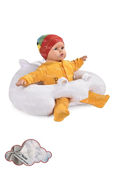 TOKKO Elyaf Dolgu Bebek Oturma Destek Minderi - Devrilmez Bebek Koltuğu - Büy...