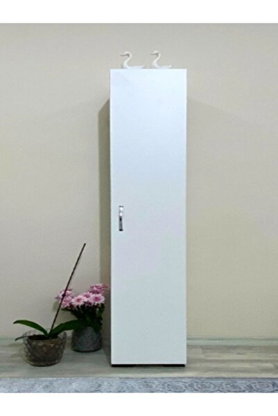 Tasarım Tek Kapaklı 5 Raflı Çok Amaçlı Banyo Mutfak Kiler Dolabı Beyaz Erzak Dolabı