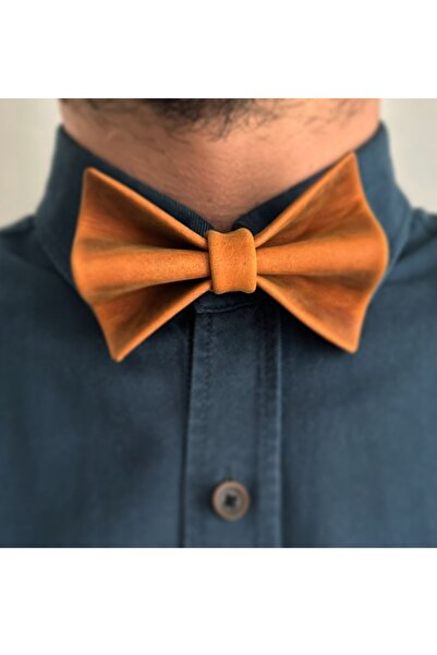 Mimas Design Gentle El Yapımı Hakiki Deri Kahverengi Papyon