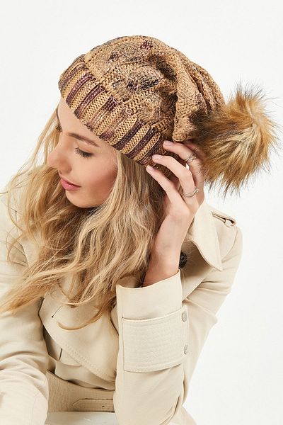 POSUSS Glittery Pompom Acrylic Women's Beret K.camel - Ps413