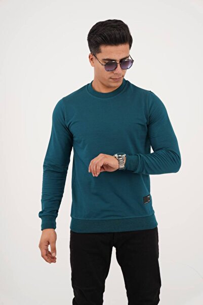 Est Estola Ανδρικό φούτερ Petrol Green Relaxed Crew Neck - 2 Νήματα