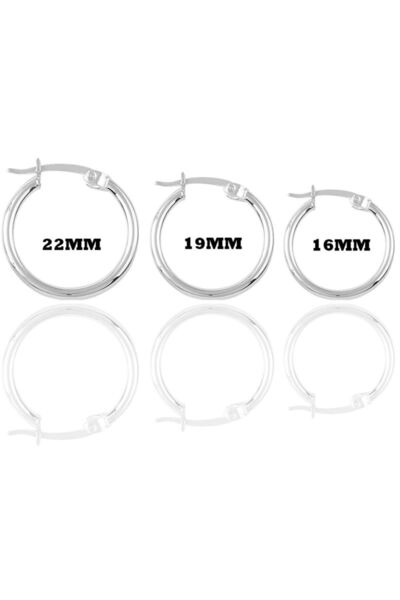 Söğütlü Silver Gümüş Rodyumlu Üç Boydan Oluşan Şarnel Halka Küpeler Sgtl11557...