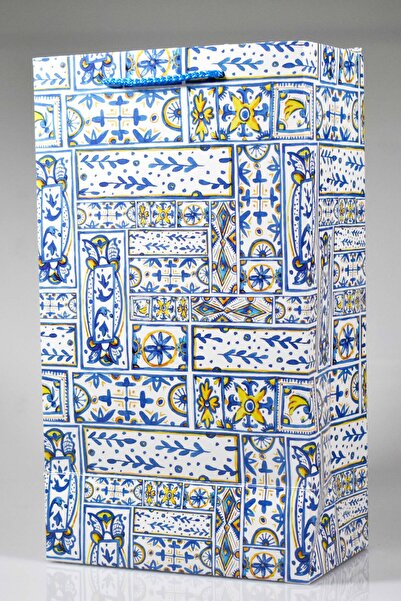 4nio ملصق هدية من الورق المقوى باللون الأزرق