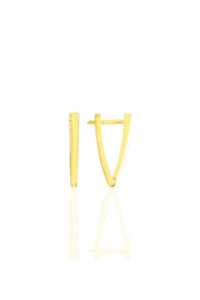 Söğütlü Silver Gümüş Altın Yaldızlı 18 Mm Özel Tasarım Üçgen Küpe Sgtl11488gold