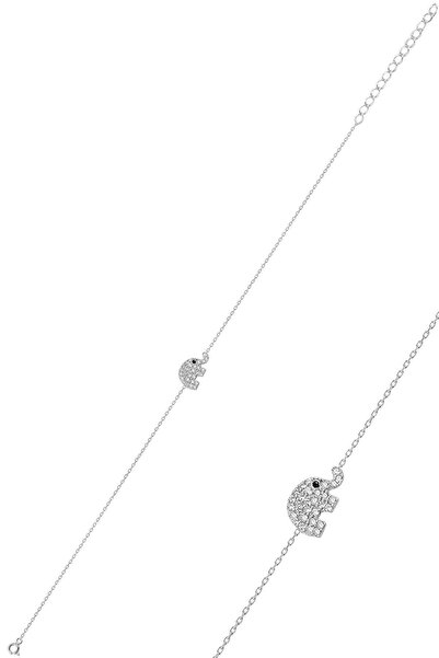 Söğütlü Silver Gümüş Rodyumlu Zirkon Taşlı Fil Bileklik