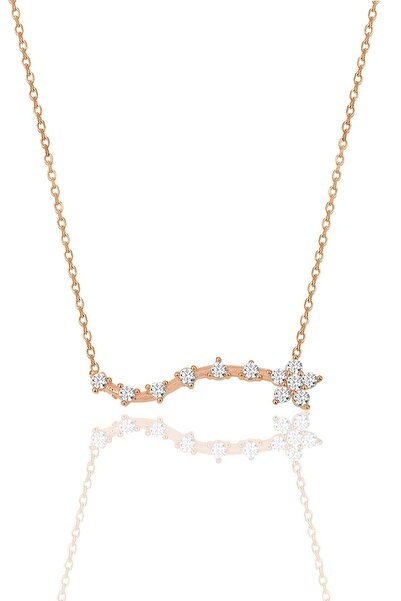 Söğütlü Silver Gümüş Rose Zirkon Sıra Taşlı Çiçek Kolye Sgtl11978rose