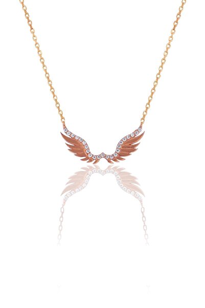 Söğütlü Silver Gümüş Rose Zirkon Taşlı Kanat Kolye Sgtl10402rose