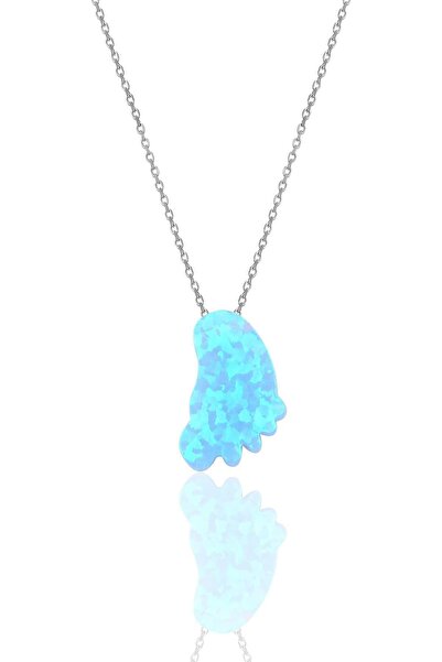 Söğütlü Silver Gümüş Rodyumlu Opal Taşlı Ilk Adım Kolye Sgtl10230adm